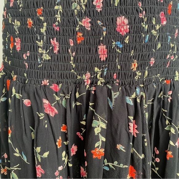 GANNI Black Elm Floral Print Ruffle High Waist Flowy Skirt Size 36 (US 4) - Picture 6 of 10